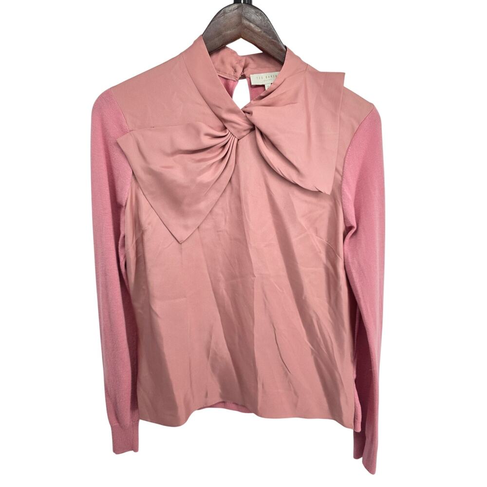 Ted Baker Pink Bow Blouse Size Ted 2 US Size 6